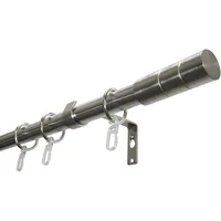 GARDINIA Gardinenstangen-Set Zylinder Ø 19 mm Länge 220 cm Edelstahl-Optik
