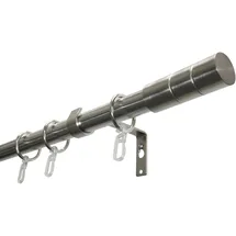 GARDINIA Gardinenstangen-Set Zylinder Ø 19 mm Länge 220 cm Edelstahl-Optik