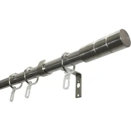 GARDINIA Gardinenstangen-Set Zylinder Ø 19 mm Länge 220 cm Edelstahl-Optik