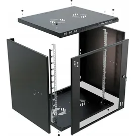 Stalflex Serverschrank, Netzwerkschrank 19" 12U, 450mm, Glastür Schwarz