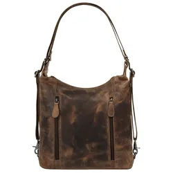 Cityrucksack BAGAN, Gr. B/H/T: 25cm x 25cm x 6cm, onesize, braun, Rindsleder, Leder, casual, Rucksäcke, echt Leder
