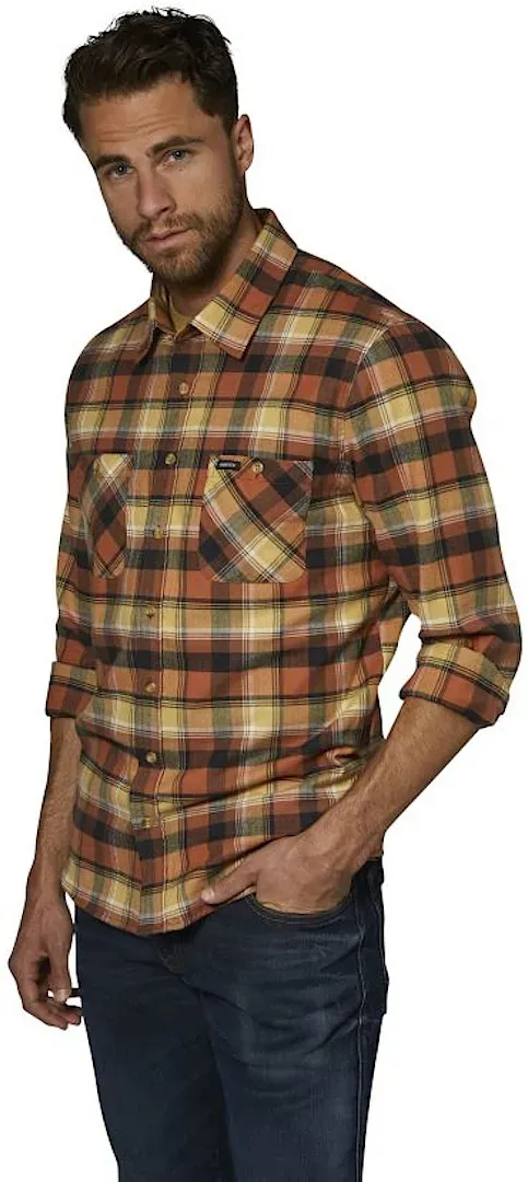 Rokker Freemont Flanell-Hemd, braun-beige, Größe L für Männer