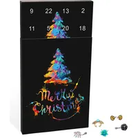 Piercing Adventskalender „Merry Christmas“ mit individuellem Mode-Schmuck für u.a. Ohr, Lippe, Septum oder Bauchnabel, das besondere Geschenk ... - Schwarz