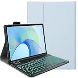FKQLH Tastatur Hülle für Samsung Galaxy Tab Active 5/Tab Active3 8'' SM-X300/X306B/T570/T575 mit 7-Farbe Tastatur Magnetische Kabelloser Bluetooth Abnehmbare [Deutsche QWERTZ] Schutzhülle, Blau