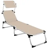 Tectake Aurelie Sonnenliege 198 x 60,5 x 111 cm beige inkl. Sonnendach klappbar