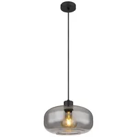 GLOBO LED Hängelampe, Metall schwarz, Glas rauch, H 120 cm