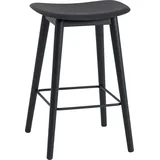 Muuto Fiber Barhocker wood base, H 65 cm, schwarz