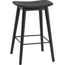 Muuto Fiber Barhocker wood base, H 65 cm, schwarz