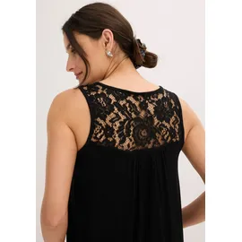 bonprix Shirttop lässige Passform, ärmellos, aus elastischem Viskosejersey und Spitze schwarz XL (48/50)