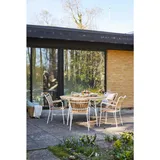 Gardenson Gartentisch Ellen, Weiß Hochglanz, Teak, Holz, Metall, Teakholz, vollmassiv, rund, rund, 130x74x130 cm, rostfrei, Gartenmöbel, Gartentische, Gartentische