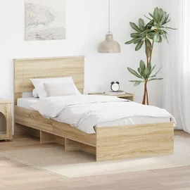 vidaXL Bettrahmen mit Kopfteil Sonoma-Eiche 80 x 200 cm Holzwerkstoff