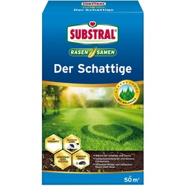 SUBSTRAL Rasensamen Der Schattige, Schattenrasen, Premium Rasensamen für schattige Stellen, 1 kg 50 m2
