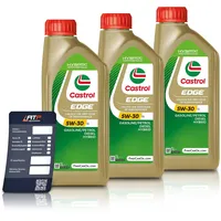 3x 1 L Liter Castrol Edge Fluid Titanium 5W-30 LL Motoröl inkl. Ölwechselanhänger