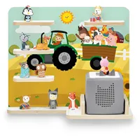 stadtecken® Kinder Regal für Musikbox I Geeignet für die Toniebox und ca. 35 Tonies I Perfekte Audbewahrung für Kinderzimmer I Zum Aufstellen oder Aufhängen I Bauernhof, mittel