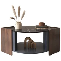 Merax Couchtisch in Augenform mit großen Stauraum, Beistelltisch Marmoroptik, Wohnzimmertisch Industrial