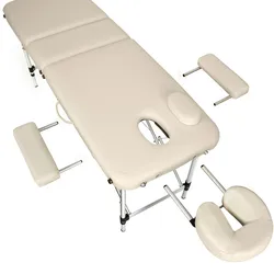 TECTAKE 3 Zonen Massageliege mit 5cm Polsterung und Aluminiumgestellbeige