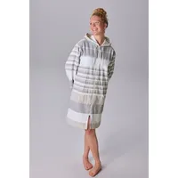 MY HOME Bademantel Melli, ideal für Sauna & Spa, Hotelbademantel, Morgenmantel, Midilänge, Walkvelours, Kapuze, Reißverschluss, Damenbademantel, Baumwolle, Polyester, gestreift beige S