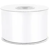 Satinband 50mm x 25m Rolle - FARBAUSWAHL in 3/6/12/18/25/38/50/75/100mm - farbecht & waschbar - Schleifenband für Hochzeit - Geschenkband zum Verpacken Dekorieren Basteln - Weiß 029
