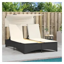 vidaXL Doppel-Sonnenliege mit Dach 136 x 202 x 140 cm Schwarz