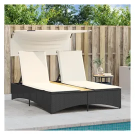 vidaXL Doppel-Sonnenliege mit Dach 136 x 202 x 140 cm Schwarz