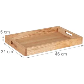 Relaxdays Serviertablett, Holz, Holzwerkstoff, 46x5x31 cm, Tischkultur & Servieren, Tabletts