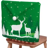 Hixingo Weihnachten Stuhlhussen 2 4 6 8 er Set,Grün Weihnachten Stretch Stuhlhussen Waschbar Stuhlbezug,Esszimmerstühle Stuhlbezüge für Küche,Restaurant,Bankett,Party Schutz (6er Set,Rentier 2)