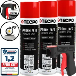 3x TECPO Sprühkleber Hochtemperatur Industriekleber, 500 ml +...