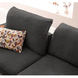 W.Schillig Ecksofa »enjoy&MORE, Designsofa, elegant und bequem, L-Form«, Sitztiefenverstellung, Füße schwarz pulverbeschichtet, Breite 294 cm grau