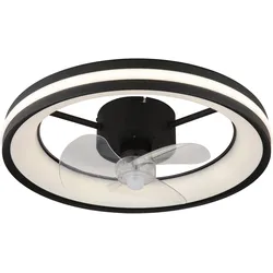 GLOBO LIGHTING Deckenleuchte "GATIAN", schwarz, Lampen, Ventilator/ Büro / Wohnbereich / Schlafzimmer / schwarz / rund