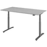 HAMMERBACHER VXDLR16 elektrisch höhenverstellbarer Schreibtisch eiche rechteckig, T-Fuß-Gestell grau 160,0 x 80,0 cm