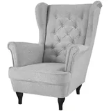 beautysofa CHESTERFIELD-SESSEL Hellgrau, 1-Sitzer, 82x102x92 cm, Wohnzimmer, Sessel, Ohrensessel