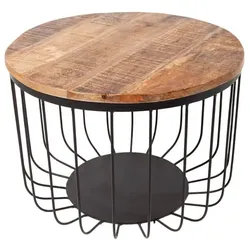 riess-ambiente Couchtisch FACTORY LOFT - 60cm natur Mangoholz schwarzes Metallgestell handmade massiv rund