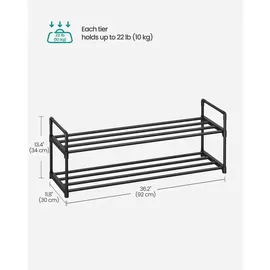 Möbel Kraft Schuhregal 92 x 34 x 30 cm schwarz