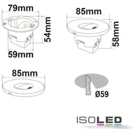 ISOLED Cover Aluminium eckig 2 schwarz Wandeinbauleuchte