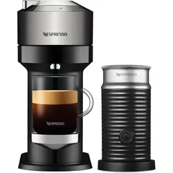 Nespresso VERTUO Next Deluxe Dark Chrome & Aeroccino 3 schwarz Vertuo Kaffeemaschine