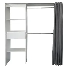 Hti-Living Garderobenschrank Offene Garderobe mit Vorhang Weiß