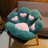 LANPEW Katze Pfot Rückenkissen Sitzkissen Cute Cat Paw Stuhlkissen Sitzkissen Plüsch Komfort Sitzpolster Büro Lazy Warm Sitzkissen Bett Tatami Bodenkissen für Home (70x70cm, Dunkelgrünes Herz)