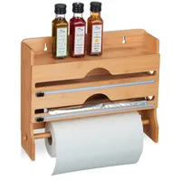 Relaxdays Wandrollenhalter 3 in 1, für Alufolie, Frischhaltefolie, Küchenrolle,