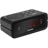 TechniSat DIGICLOCK 2 – kompakter UKW Radiowecker (Zwei Weckzeiten, Schlummerfunktion, dimmbares LCD-Display, Netz- und Batteriebetrieb) schwarz