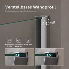 doporro Luxus Duschwand für Dusche Duschabtrennung 50x200cm Walk-In Dusche 8mm ESG-Sicherheitsglas Klarglas inkl. Nanobeschichtung Bremen01K