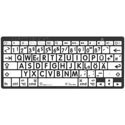 LogicKeyboard Mac Bluetooth Braille-Tastatur mit Großdruck-Tasten, Schwarz auf Weiß, Mini-Layout