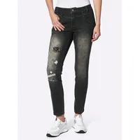 Heine Röhrenjeans HEINE, Damen, Gr. 50, Normalgrößen, schwarz (anthrazit,