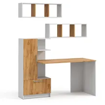 Vicco Schreibtisch-Set Tomy, Weiß/Goldkraft Eiche, 150 x 59 cm 3er Set da 2 Regale+schreibtisch, Vicco