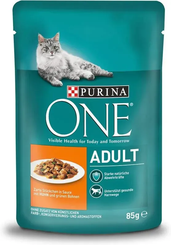 Purina ONE Adult Zarte Stückchen in Sauce mit Huhn und grünen Bohnen 26 x 85 g