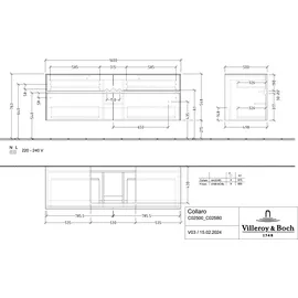 Villeroy & Boch Collaro Waschtischunterschrank C025B0AF 160x54,8x50cm, Waschtisch mittig, LED-Beleuchtung 12W, Soft green