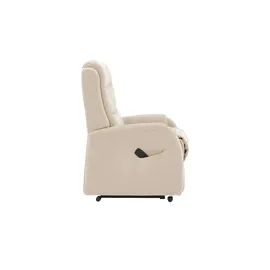 Hukla Fernsehsessel Max Mikrofaser 72 x 109 x 82 cm Creme elektrisch mit Rollen