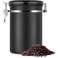 Luftdichter Edelstahl-kaffeebehälter – Schwarz – 1,8 L Fassungsvermögen – Küchenbehälter
