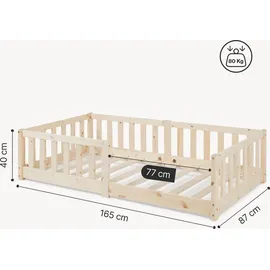 [en.casa] Kinderbett Tanna 80 x 160 cm Kiefer massiv natur beige