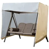 YFFS Schutzhülle Für Hollywoodschaukel Abdeckung, Wasserdicht Winddicht UV-Schutz, Schwerlast Reißfest 210D Oxford Gewebe Abdeckung Für Gartenschaukel (3 Sitzer 223 * 152 * 183cm,Beige)