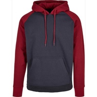 Build Your Brand Basic Raglan Kapuzenpullover Navy / Burgundy